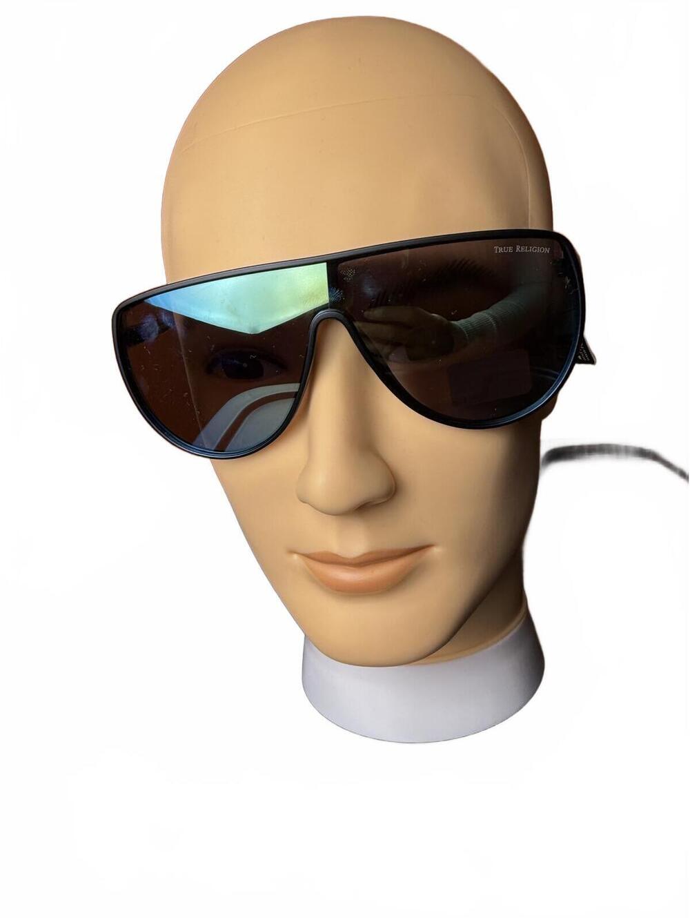 True Religion Black Oversized Shield Sunglasses aviators 100% UV